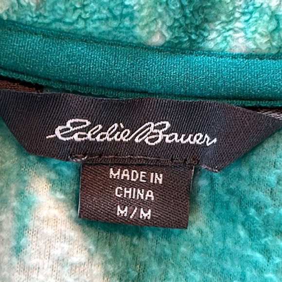 Eddie Bauer 1/2 Zip Recycled Fleece Pullover Sea-foam Green White Abstract Print - Picture 2 of 15